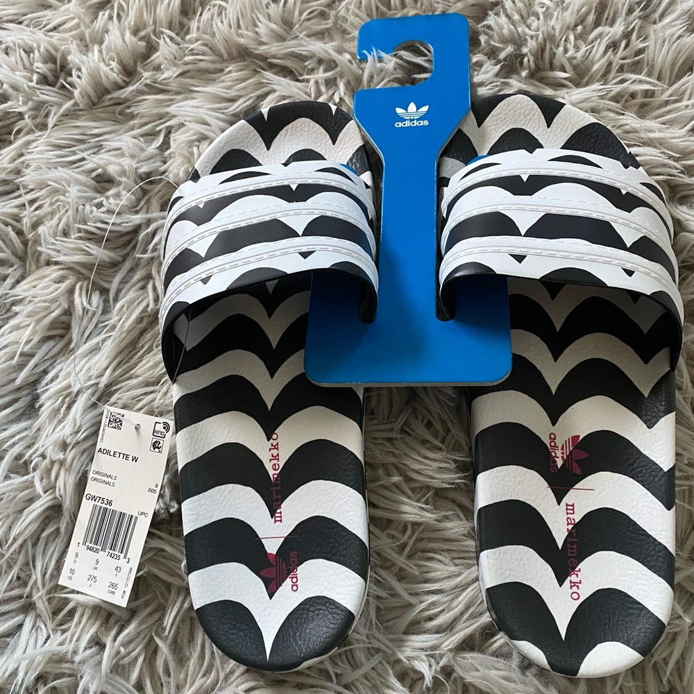 Adidas x Marimekko Adilette Black and White Slides